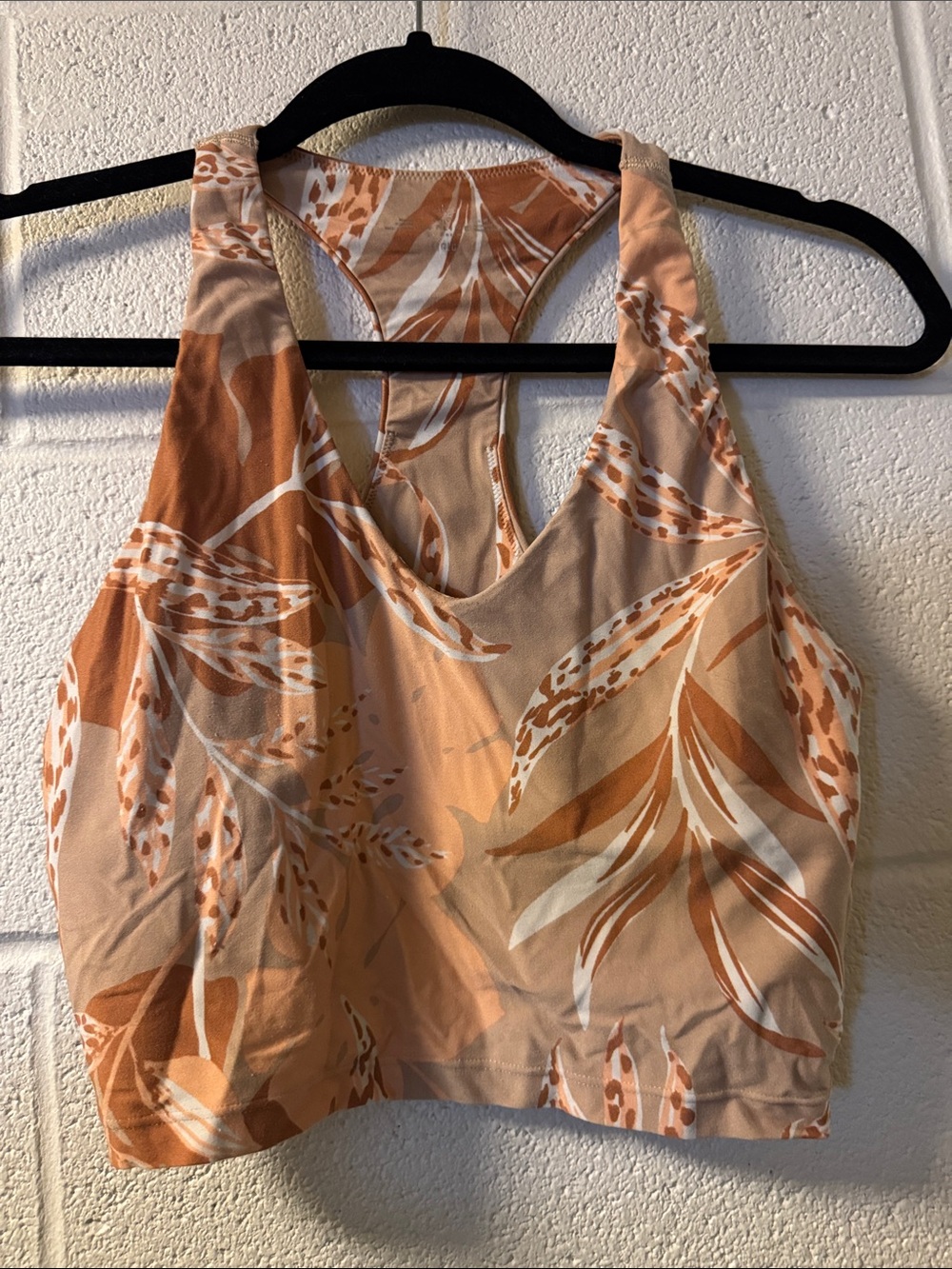 Aerie Real Me Peach & Cream Floral Racerback Crop Top